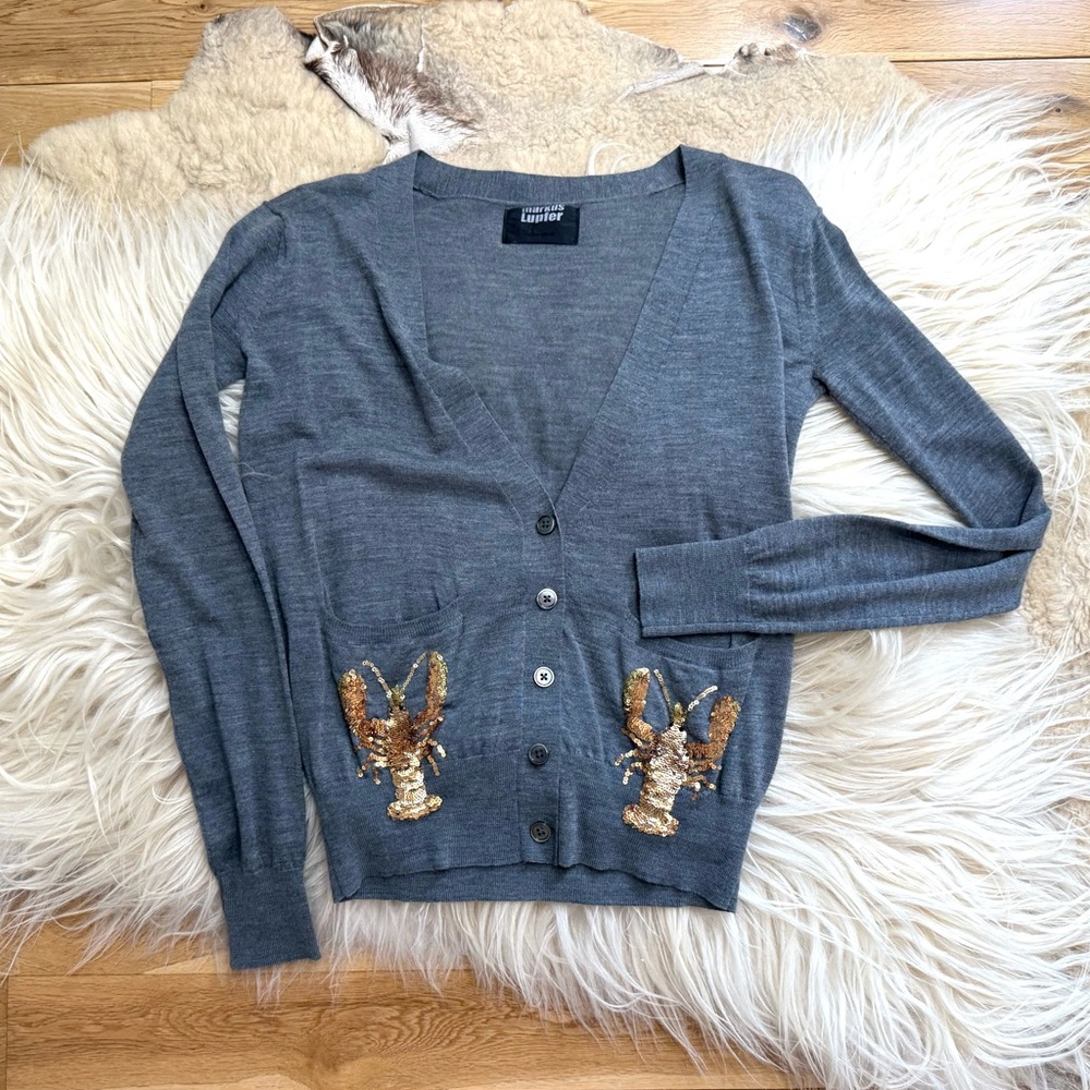 Markus Lupfer Lobster Wool Cardigan Sweater